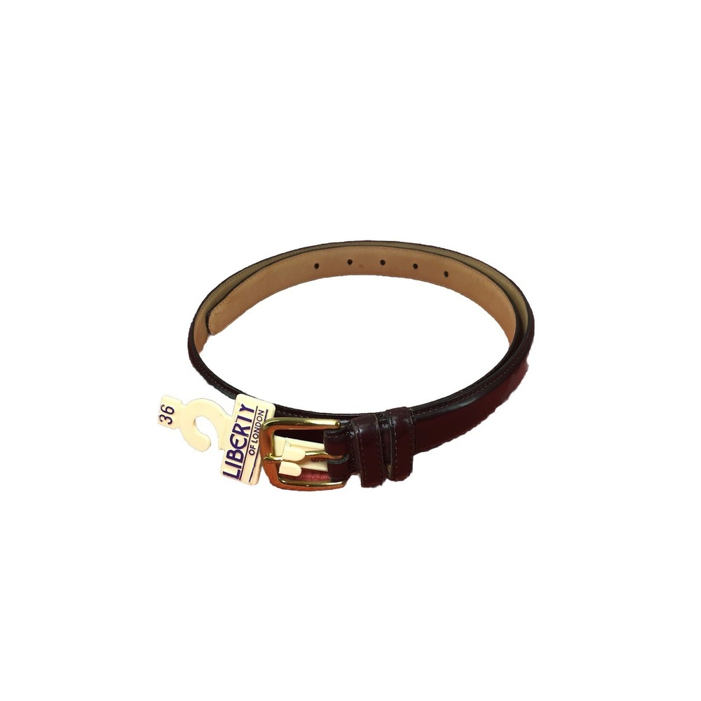 Liberty of London belt Mens 36 Red gold tone buckle adjustable Burnished Cowhide